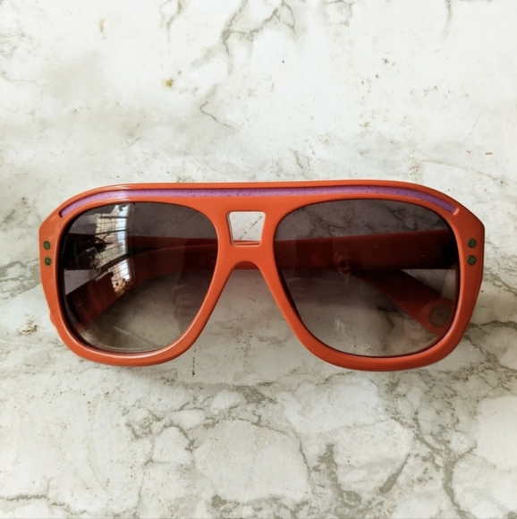 FINAL PRICE Marc Jacobs Aviator Sunglasses Orange Purple Oversized Retro Rare - Picture 1 of 5